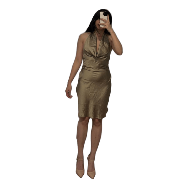 Gold satin midi dress