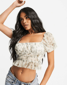 White ruched milkmaid top