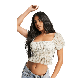 White ruched milkmaid top