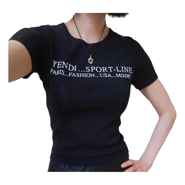 Black ribbed Yendi t-shirt
