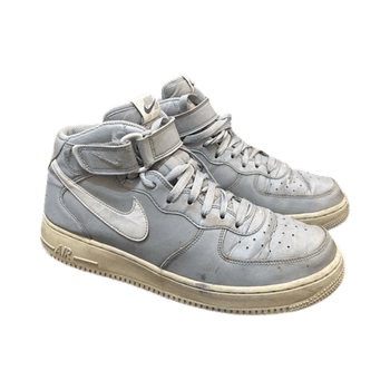 Grey leather high-top sneakers