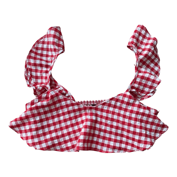 Red white gingham crop top