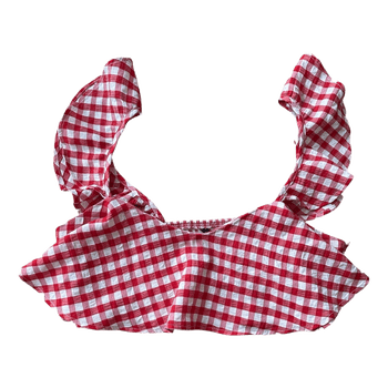 Red white gingham crop top