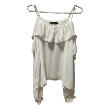 White ruffle blouse