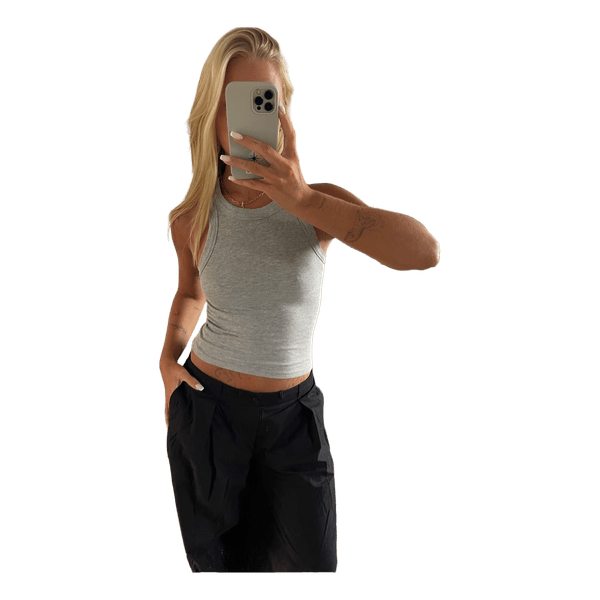 Grey ribbed tank top