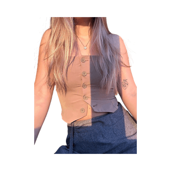 Brown button-up crop top