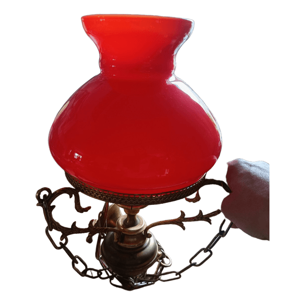 Vintage petroleum lampe Holmegaard skærm