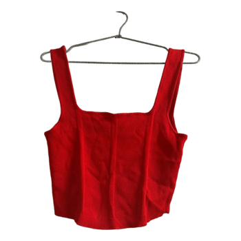 Red ribbed tank top