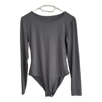 Grey long-sleeved bodysuit