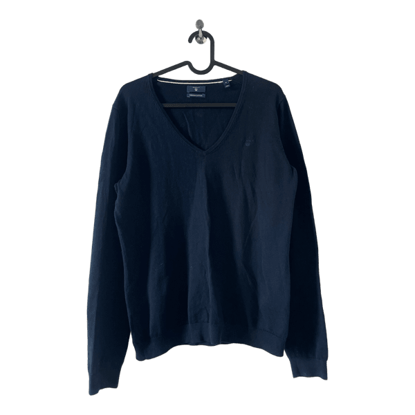 GANT "Premium Cotton" dark blue V-neck sweater