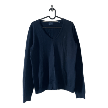 GANT "Premium Cotton" dark blue V-neck sweater