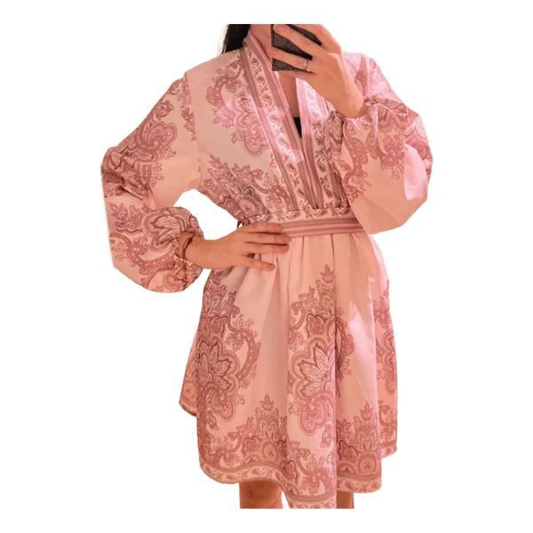 Pink patterned mini dress