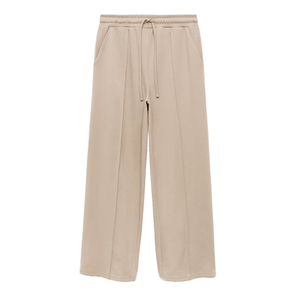 Beige wide leg trousers