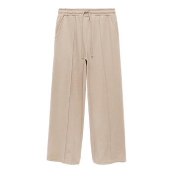 Beige wide leg trousers