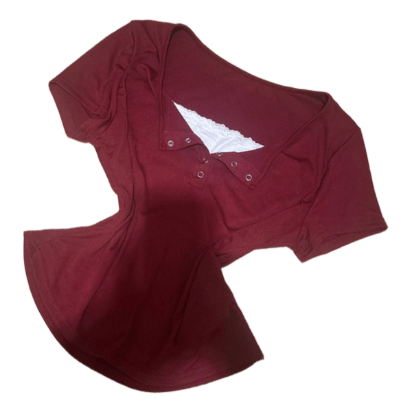 red shirt with white detail