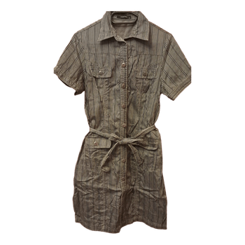 Khaki striped shirt dress