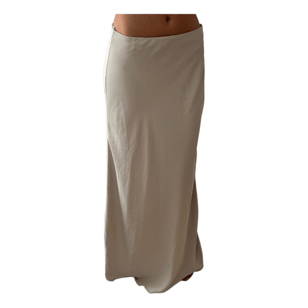 Beige satin nederdel