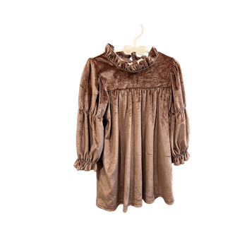 Pink velvet dress with ruffles