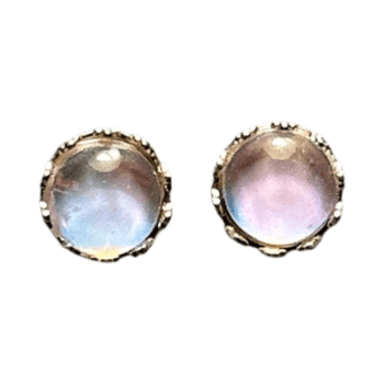Silver iridescent stud earrings