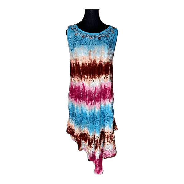 Monivärinen hihaton mekko