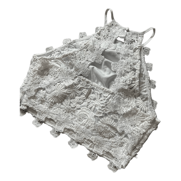 Guess white lace crop top