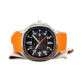 42mm Steel Aquanaut Sport Watch Orange Silicone Strap