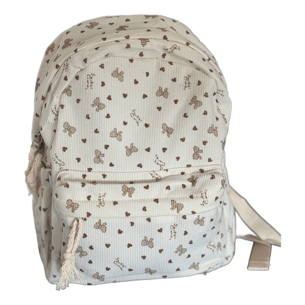 Cream corduroy heart backpack