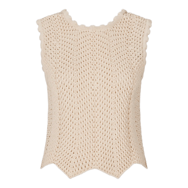 Cremefarvet strikket vest