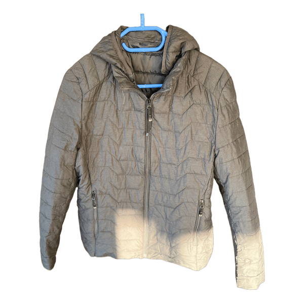 Grey quilted hooded jacket