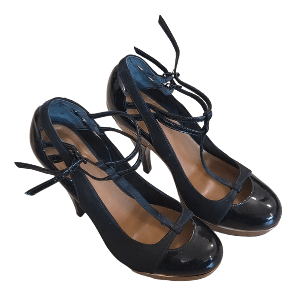 Black patent heels