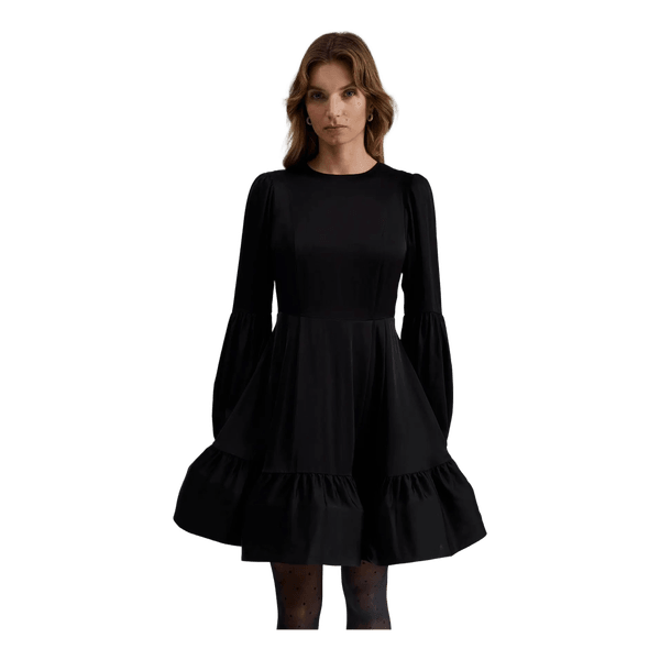 Ruffled satin mini dress with balloon sleeves by Malina