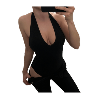 Black halterneck bodysuit