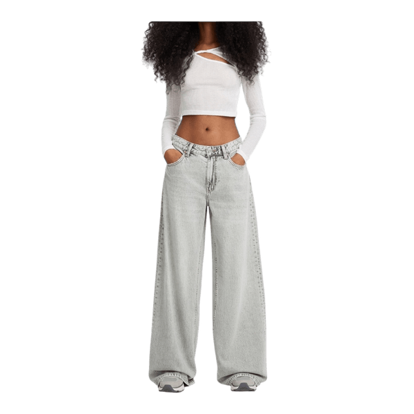 Grey wide leg jeans