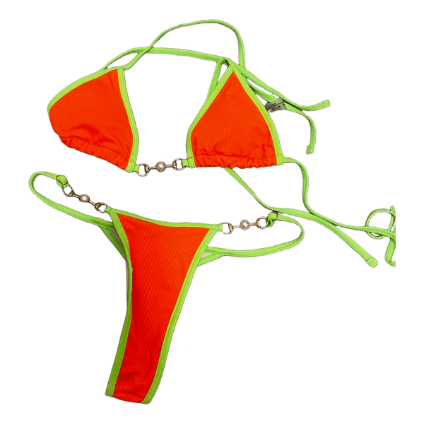 Orange and green bikini