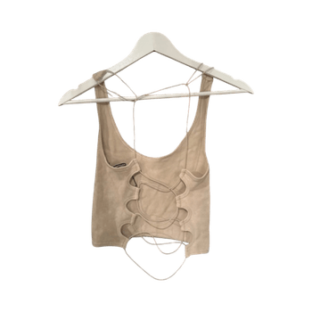 Beige cut-out tank top