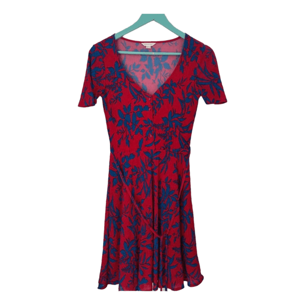 Red floral casual dress