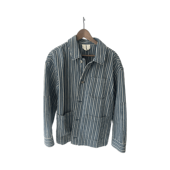 Raidallinen denim-takki