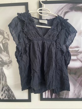Mørkeblå Neo noir bluse str 34