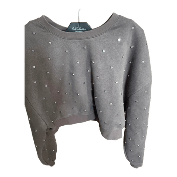 Brown pearl embellished sweater