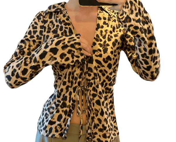 ZARA Leopard print tie top