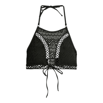 Black Crochet Lace Bikini Top XS Goth Dark Feminine Whimsigoth