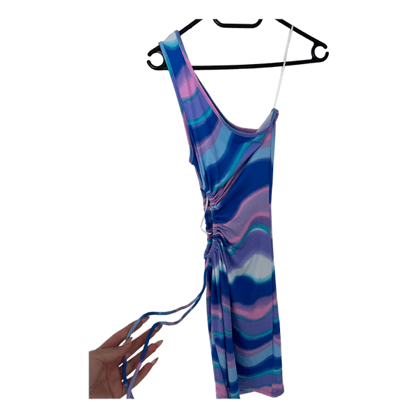 Blue swirl print dress