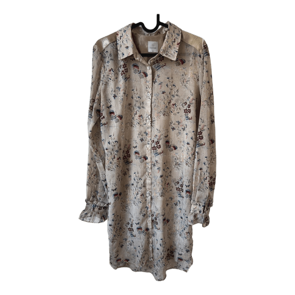 Beige floral shirt dress