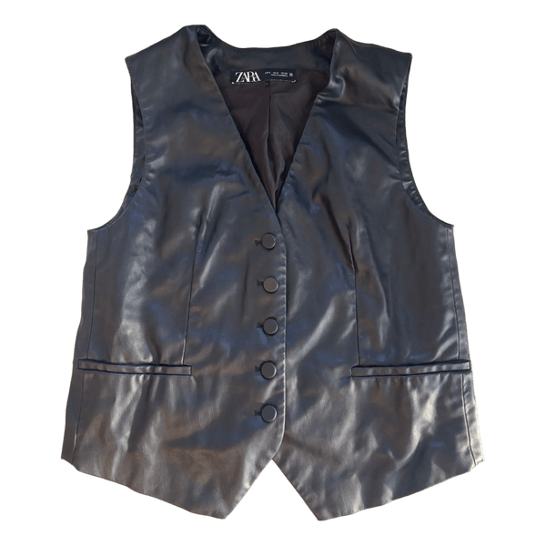 Zara black leather waistcoat