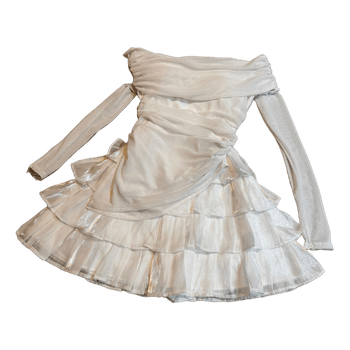 White off-shoulder ruffled dress