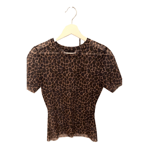 Leopardmønstret mesh t-shirt