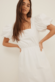 Lacing back cotton dress