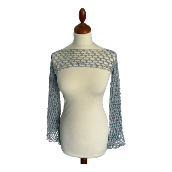 Harmaa verkkoneule bolero