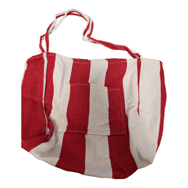 Red striped tote bag