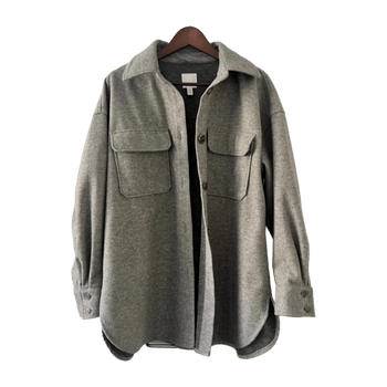 Grey button-up shirt jacket